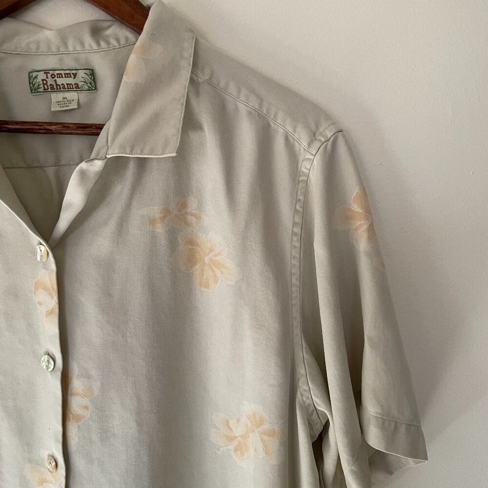 Vintage Tommy Bahama 100% Silk Embroidered Hawaiian Shirt, Size XL
